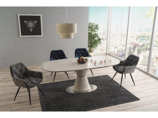 Sedia da pranzo in velluto Clyde Blu (1)
