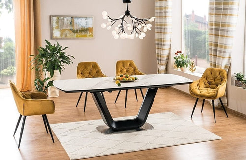 Sedia da pranzo in velluto Clyde Giallo (1)