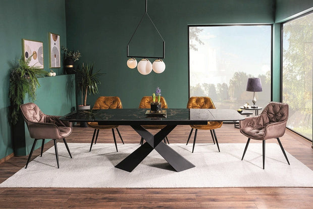 Sedia da pranzo in velluto Clyde Monolith Beige (1)