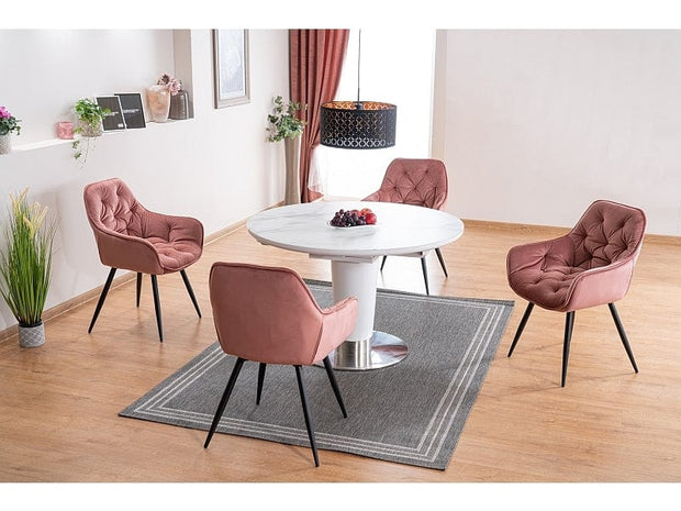 Sedia da pranzo in velluto Clyde Rosa (2)