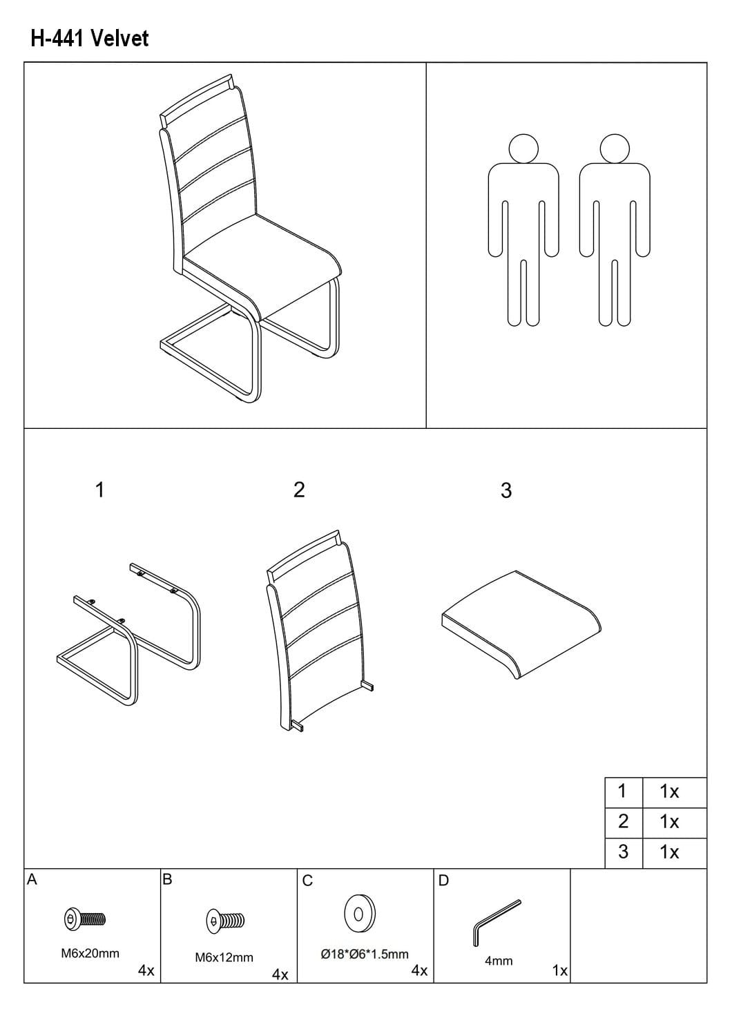 Sedia da pranzo in velluto Han-441 Beige (4)