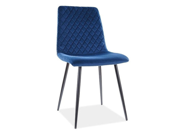 Sedia da pranzo in velluto Irinane Blu