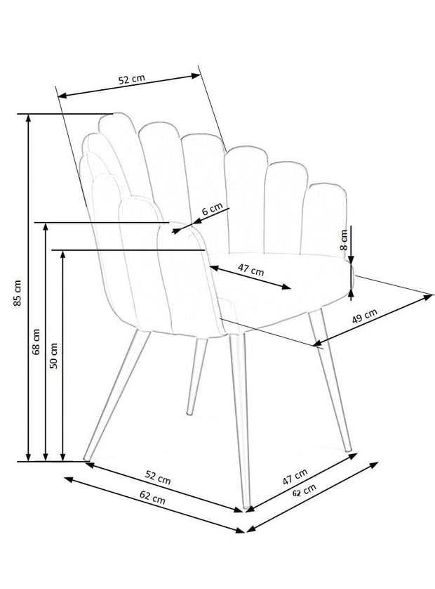 Sedia da pranzo in velluto Kai-410 Rosa (10)