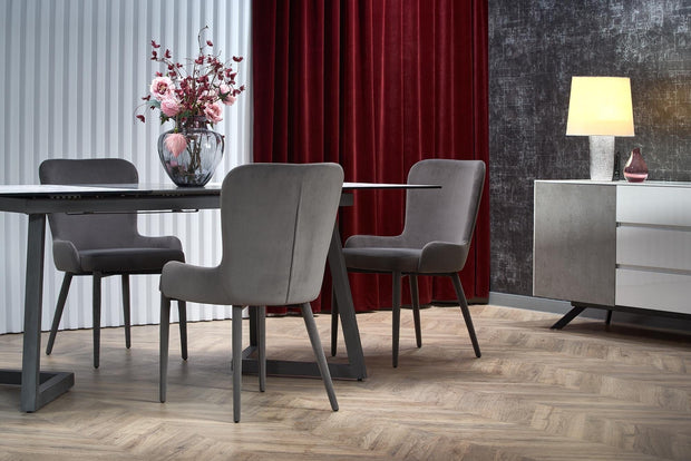 Sedia da pranzo in velluto Kai-425 Grigio (2)