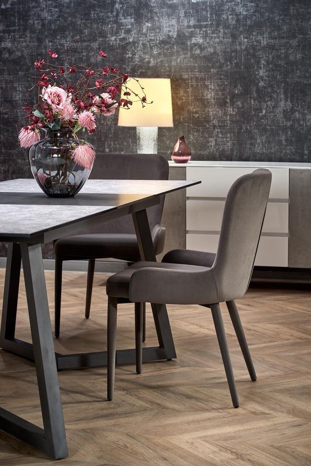 Sedia da pranzo in velluto Kai-425 Grigio (4)
