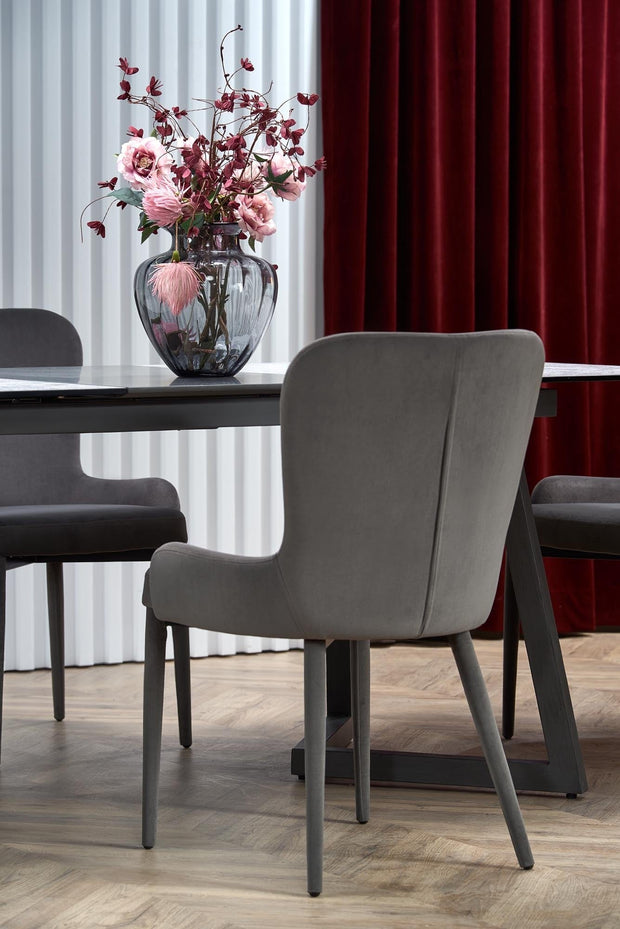 Sedia da pranzo in velluto Kai-425 Grigio (5)