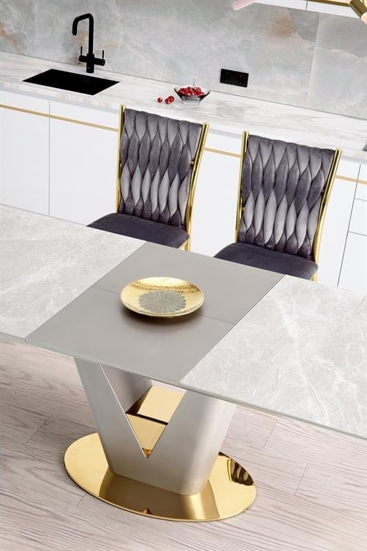 Sedia da pranzo in velluto Kai-436 Grigio (2)