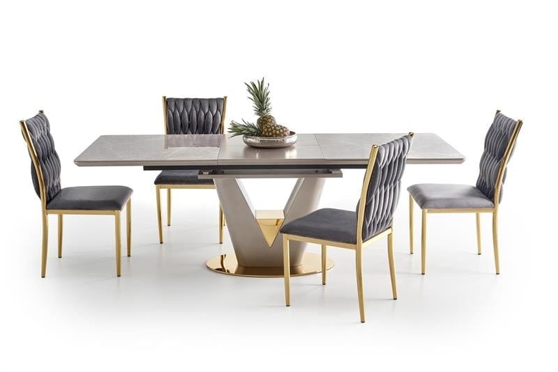 Sedia da pranzo in velluto Kai-436 Grigio (4)