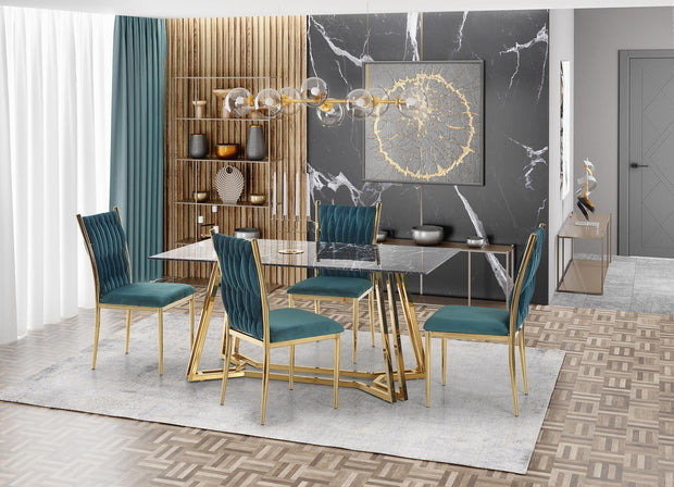 Sedia da pranzo in velluto Kai-436 Verde (1)