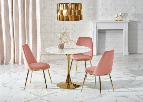 Sedia da pranzo in velluto Kai-460 Rosa (1)