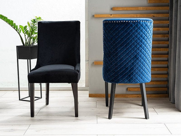 Sedia da pranzo in velluto Leontine Blu (2)