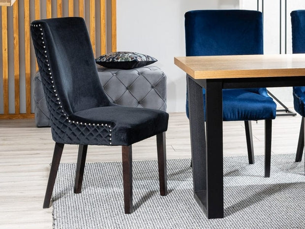 Sedia da pranzo in velluto Leontine Blu (4)