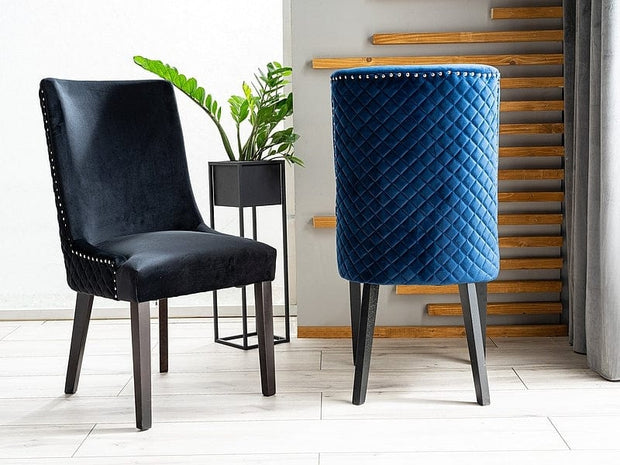 Sedia da pranzo in velluto Leontine Blu (5)