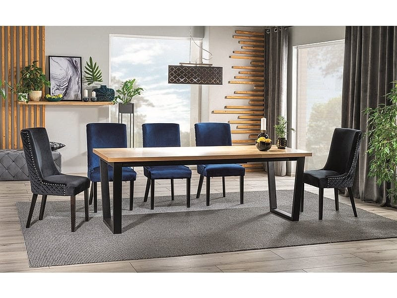 Sedia da pranzo in velluto Leontine Blu (6)