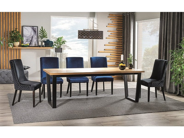 Sedia da pranzo in velluto Leontine Blu (6)