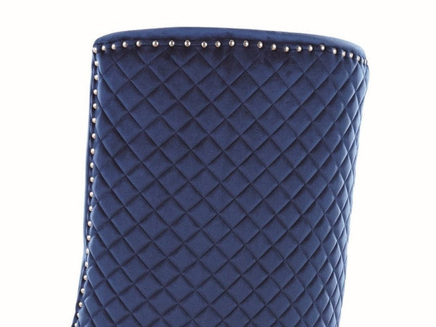 Sedia da pranzo in velluto Leontine Blu (7)