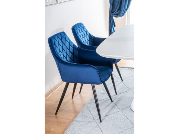 Sedia da pranzo in velluto Lilibet Blu (7)