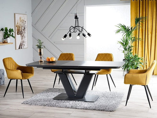 Sedia da pranzo in velluto Lilibet Giallo (1)