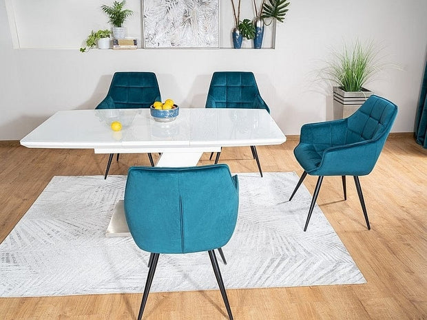 Sedia da pranzo in velluto Lisbet Turchese (2)