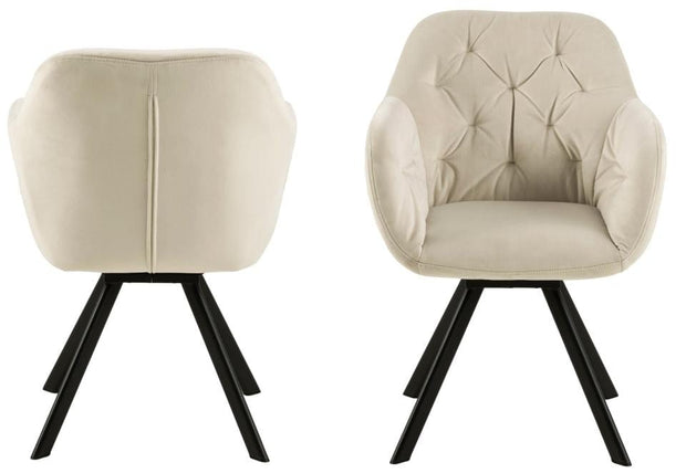 Sedia da pranzo in velluto Lola Beige (4)