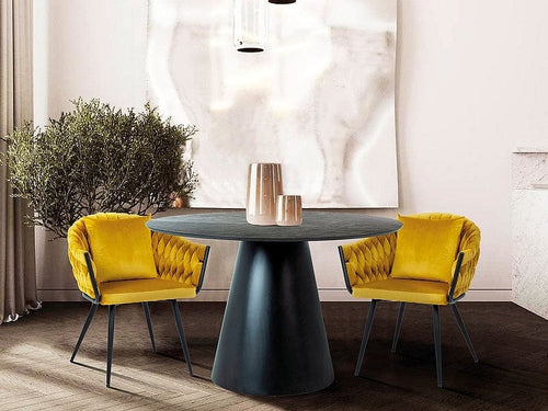 Sedia da pranzo in velluto Nurrin Giallo (1)