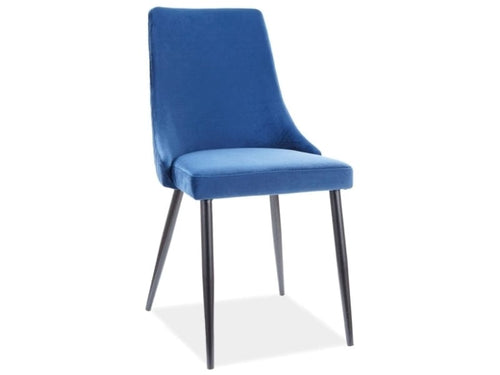 Sedia da pranzo in velluto Pirro B Blu