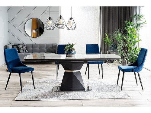 Sedia da pranzo in velluto Pirro B Blu (1)