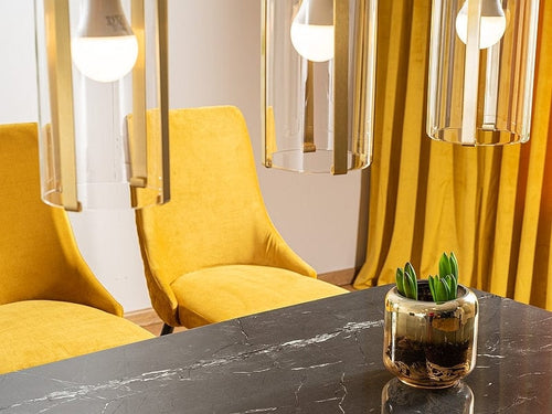 Sedia da pranzo in velluto Pirro Giallo (1)
