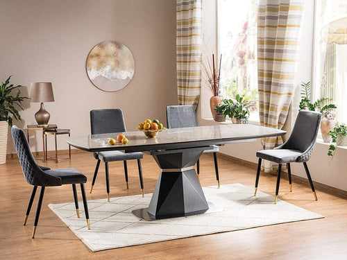 Sedia da pranzo in velluto Pirro Grigio (1)