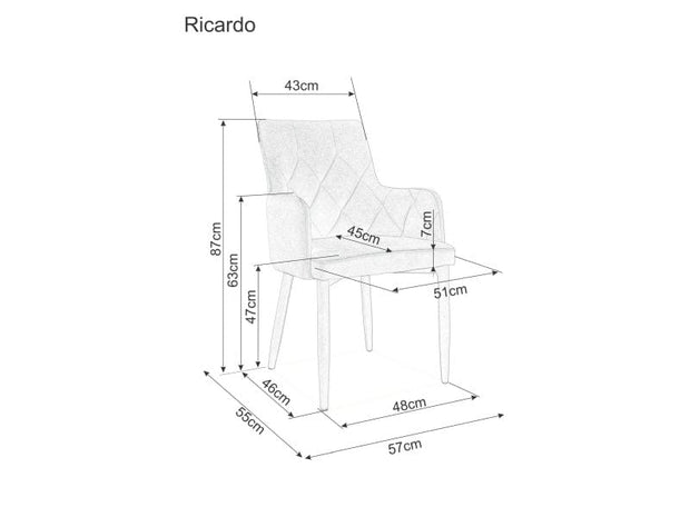 Sedia da pranzo in velluto Richelle Grigio (6)