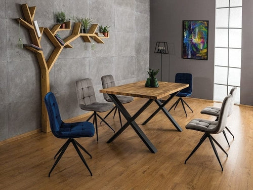 Sedia da pranzo in velluto Telmo Blu (1)