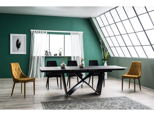 Sedia da pranzo in velluto Trisha Nero (1)