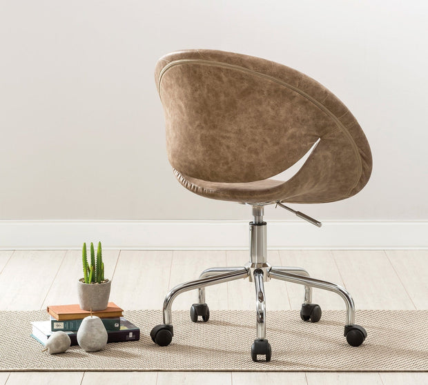 Sedia da ufficio imbottita in ecopelle, Relax Brown, l61xL54xH88-95 cm (2)