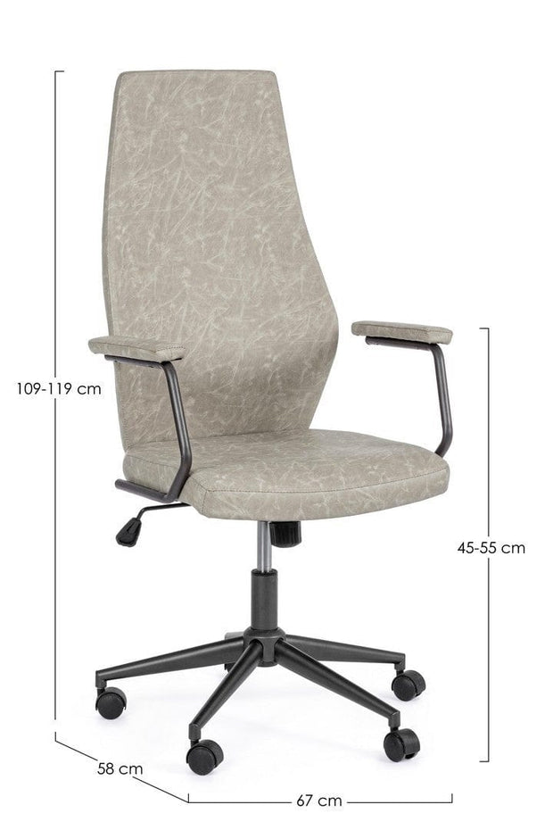 Sedia da ufficio in ecopelle Jamie Grigio (6)