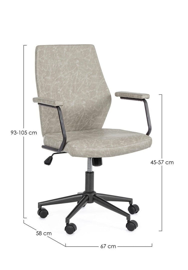 Sedia da ufficio in ecopelle Jamie Piccola Grigio (6)