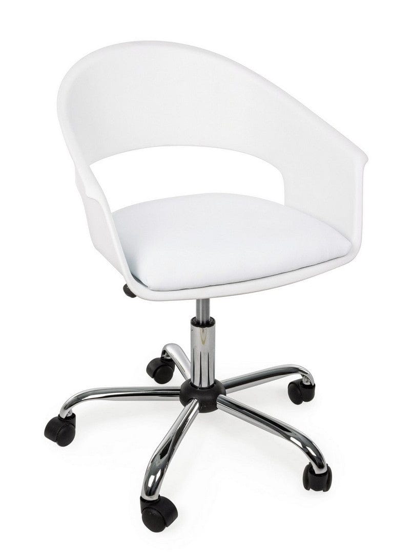 Sedia da ufficio in ecopelle Wells Bianco