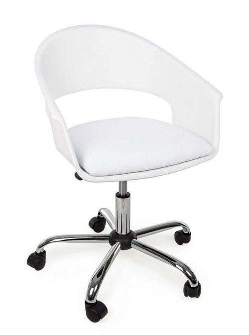 Sedia da ufficio in ecopelle Wells Bianco