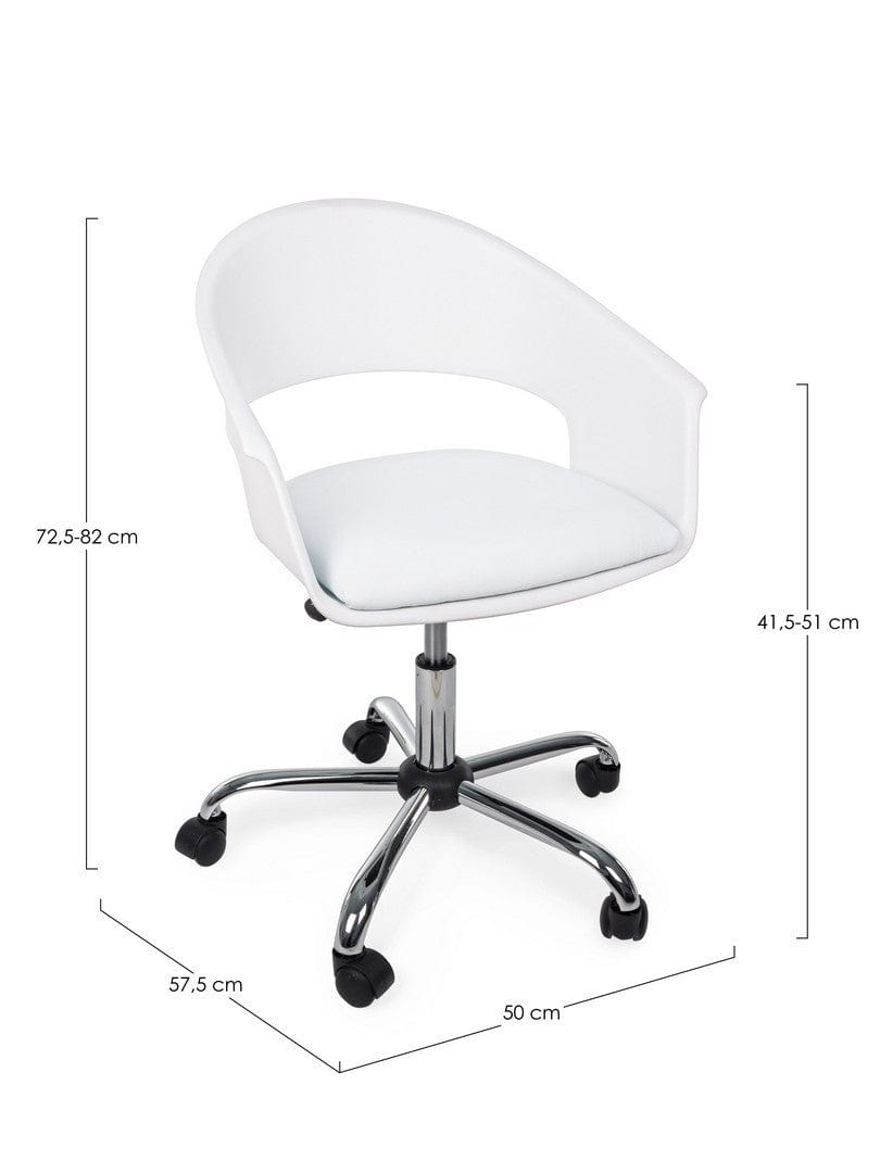 Sedia da ufficio in ecopelle Wells Bianco (6)