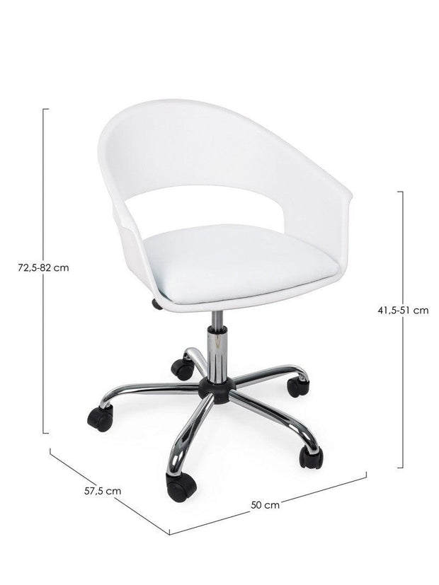Sedia da ufficio in ecopelle Wells Bianco (6)