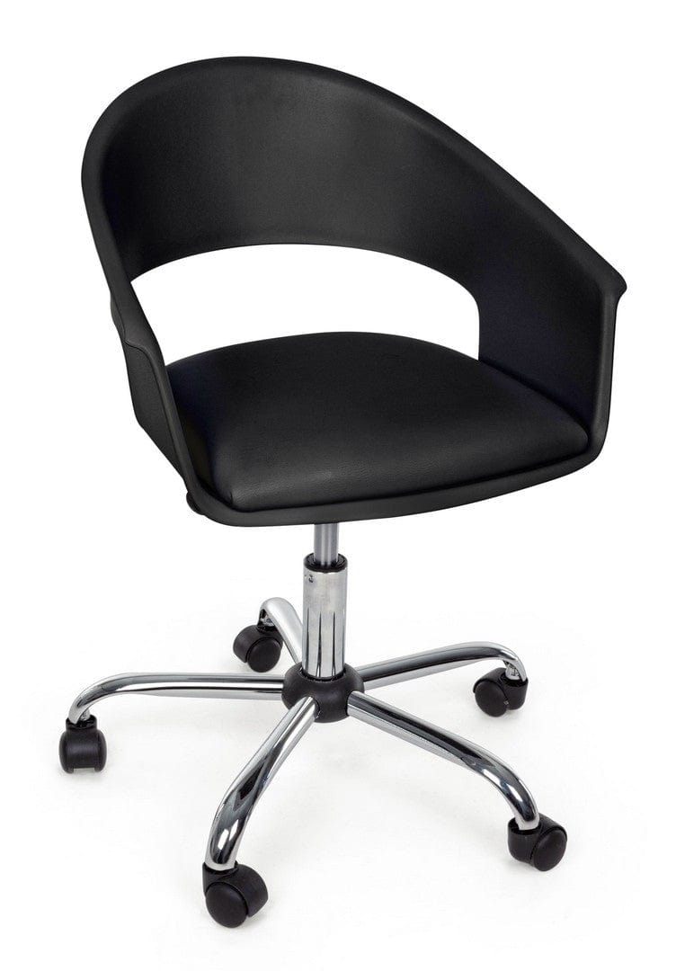 Sedia da ufficio in ecopelle Wells Nero