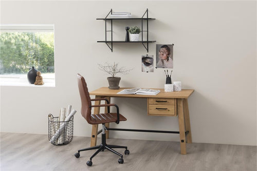 Sedia da ufficio in ecopelle Winslow Marrone (1)