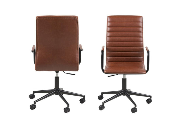 Sedia da ufficio in ecopelle Winslow Marrone (3)