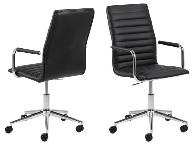 Sedia da ufficio in ecopelle Winslow Nero (3)