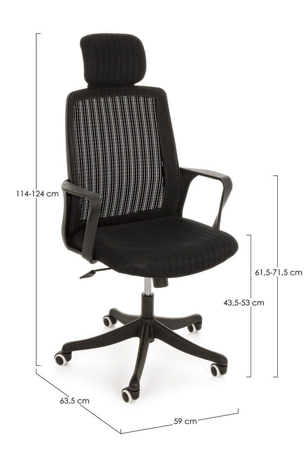 Sedia da ufficio in tessuto Agathe Nero (8)