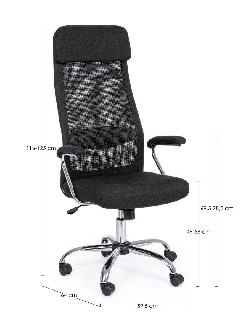 Sedia da ufficio in tessuto Clarissa Nero (6)