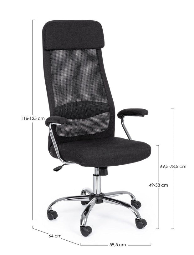 Sedia da ufficio in tessuto Clarissa Nero (6)