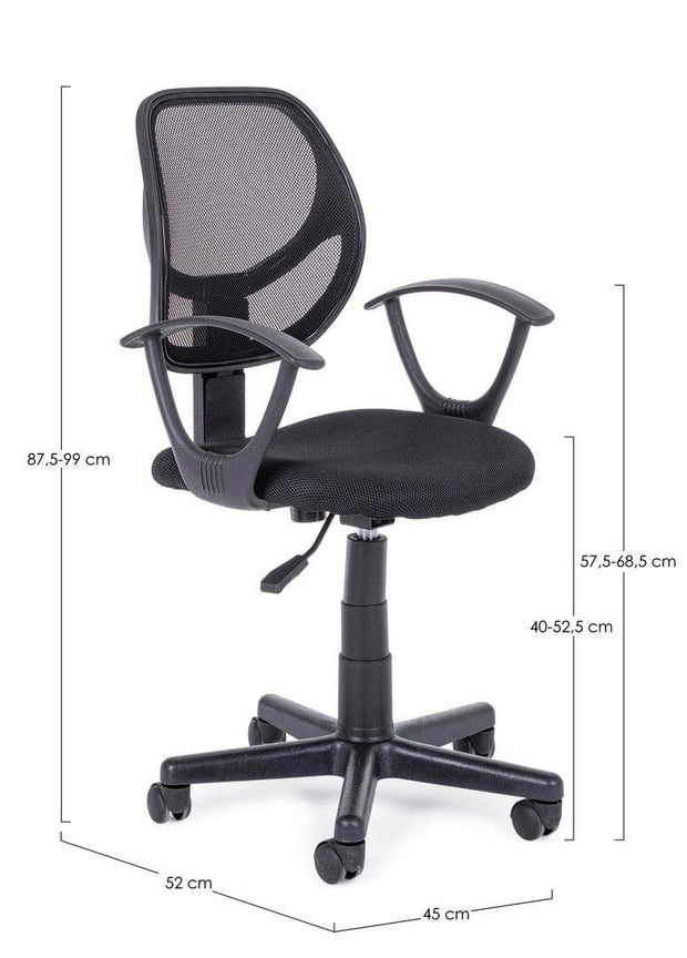 Sedia da ufficio in tessuto Ella Nero (6)