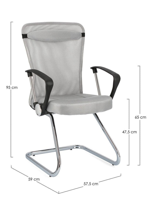 Sedia da ufficio in tessuto Kingston Grigio (6)