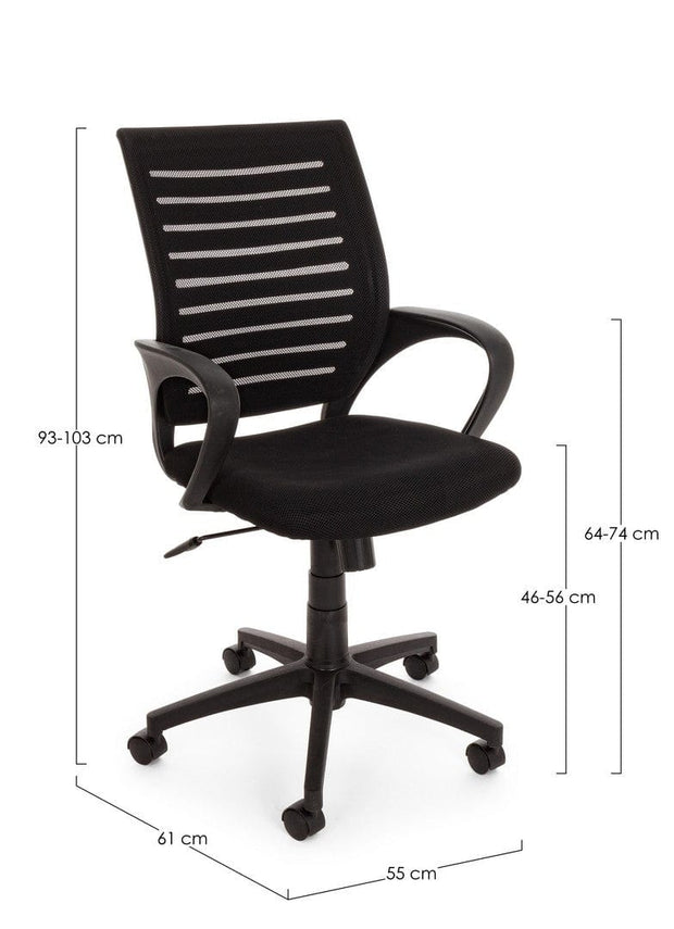 Sedia da ufficio in tessuto Marion Nero (16)