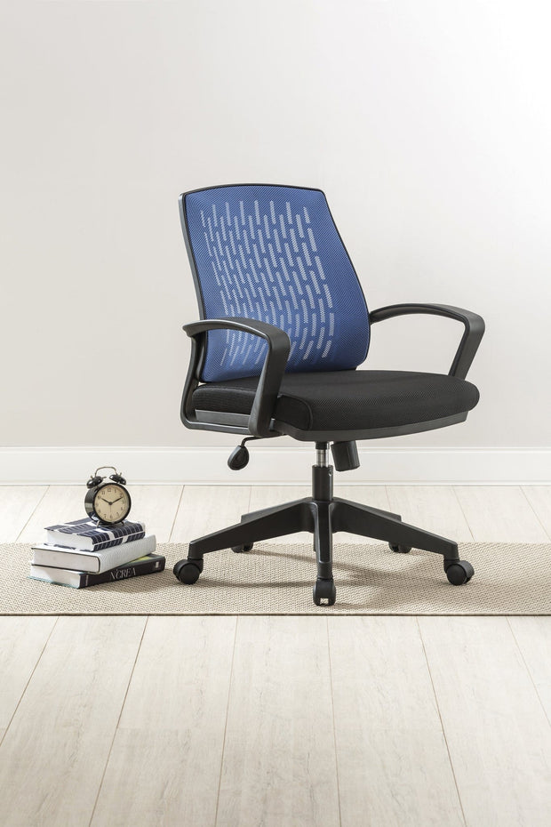 Sedia da ufficio per bambini, rivestita in tessuto Comfort Blue / Black, l63xL63xH85-95 cm (2)